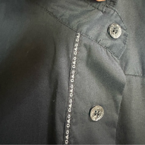 D & G Dolce & Gabbana Logo Cotton Trim Button Top Shirt Long Sleeve Black 54 - Picture 6 of 16